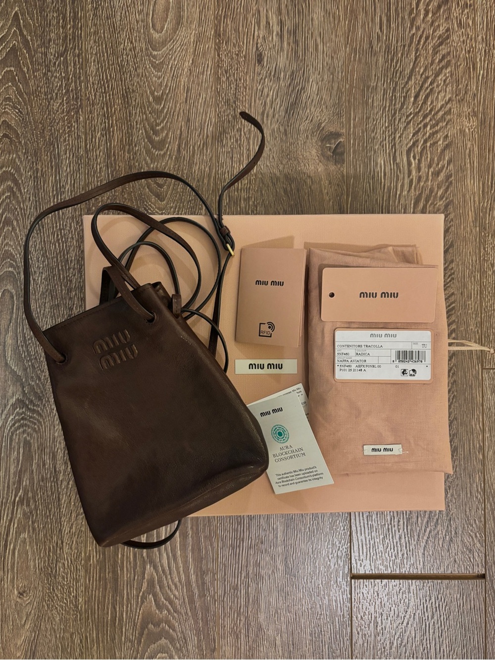 Miu Miu Napa Leather Mini Bag in Dark Brown